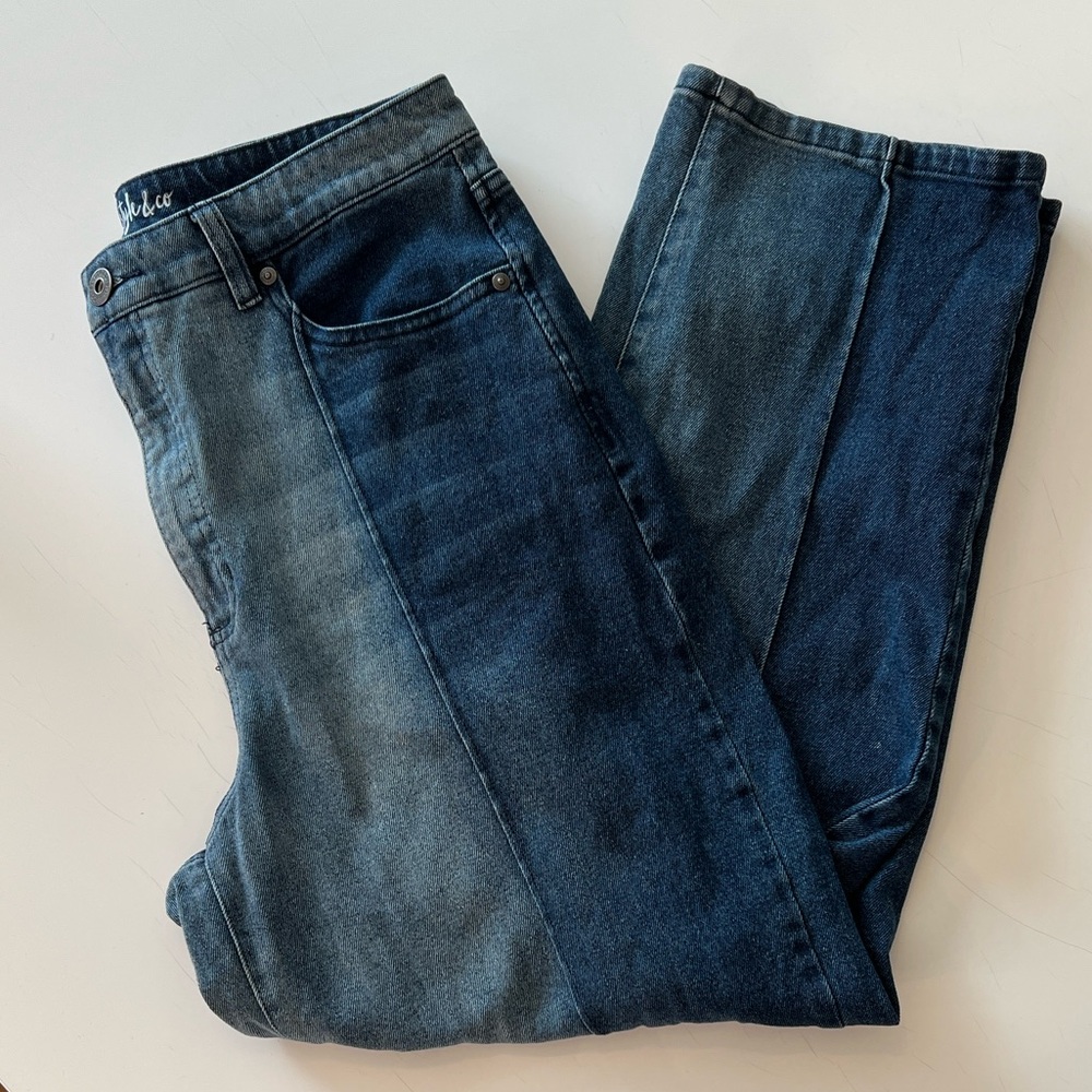 Style & Co. Women’s size 12  Dark and Light Blue Straight Ankle Jeans